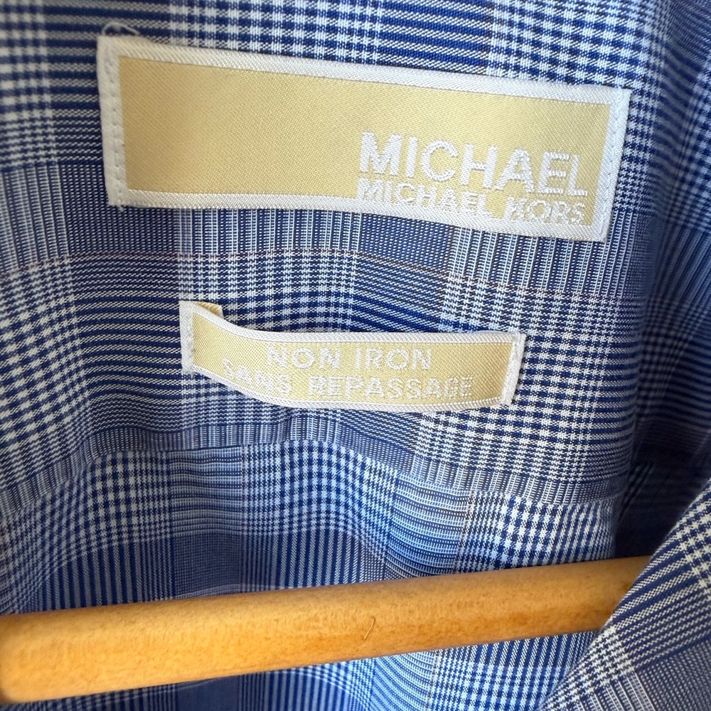 Michael Kors‎ Non-Iron Blue Plaid Dress Shirt | 16.5 / 32-33 | Excellent - Picture 5 of 5